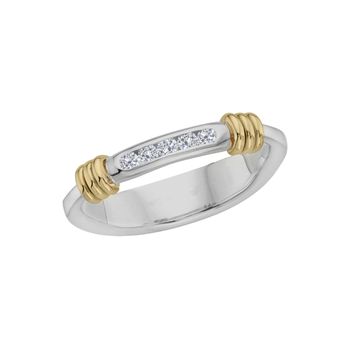 STERLING SILVER AND 14K YELLOW GOLD DIAMOND SIGNATURE RING 006-620-01549
