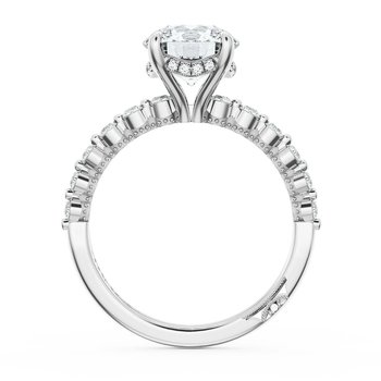 18K WHITE GOLD SCULPTED CRESCENT SHARED SINGLE PRONG DIAMOND SEMI MOUNT 001-140-03075