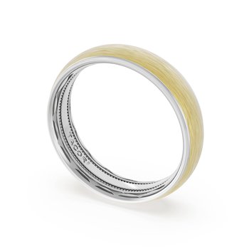 18K WHITE AND YELLOW GOLD 6MM BRUSHED ROUND TOP AND POLISHED SIDES WEDDING BAND 001-405-10447