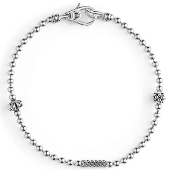 STERLING SILVER CAVIAR ICON 2.5MM 1 ROW BALL CHAIN STRAND BRACELET 006-610-03522