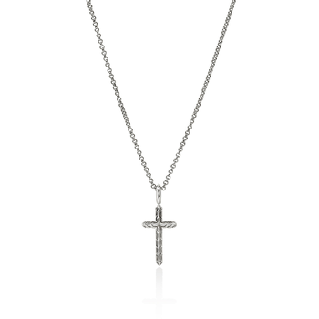 STERLING SILVER ESSENTIALS SPIRITUAL CROSS ON ROLO CHAIN 001-640-02506