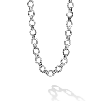 STERLING SILVER 10MM FLUTED OVAL LINK NECKLACE 006-640-02498