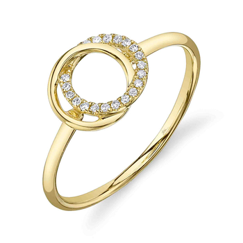 14K YELLOW GOLD DIAMOND LOVE KNOT CIRCLE RING 001-130-01527