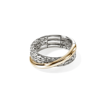 STERLING SILVER AND 14KT YELLOW GOLD ESSENTIALS CROSSOVER RING 7MM 001-620-01545
