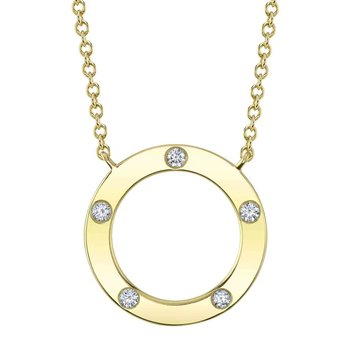 14K YELLOW GOLD DIAMOND CIRCLE NECKLACE 002-165-10302
