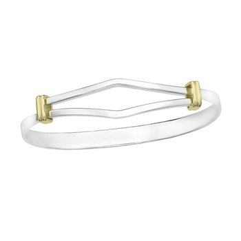 STERLING SILVER AND 14K YELLOW GOLD DECO BANGLE BRACELET 006-610-03483