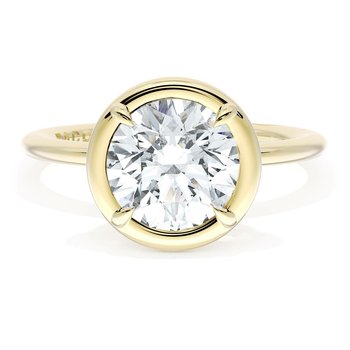 18K YELLOW GOLD SOLITAIRE MOUNTING WITH PAVE CRESCENT 001-420-00644