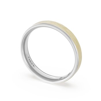 18K WHITE AND YELLOW GOLD SATIN AND POLISHED EDGE 4MM WEDDING BAND 002-405-10426