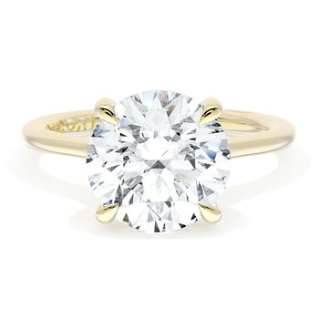18K YELLOW GOLD SOLITAIRE MOUNTING WITH PAVE CRESCENT FOR ROUND CENTER 001-420-00643
