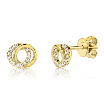 14K YELLOW GOLD DIAMOND LOVE KNOT CIRCLE STUDS 001-150-06323