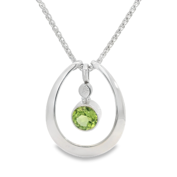 STERLING SILVER CAPRICE OPEN OVAL PERIDOT PENDANT 18" 001-230-05189