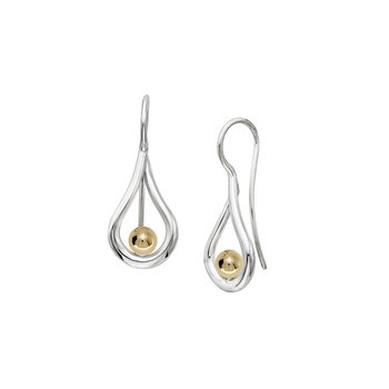 STERLING SILVER AND 14K YELLOW GOLD MEDIUM MANA EARRINGS 006-645-02290