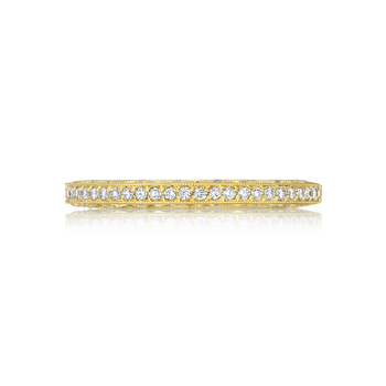 18K YELLOW GOLD MILLGRAIN DIAMOND WEDDING BAND 001-110-12589