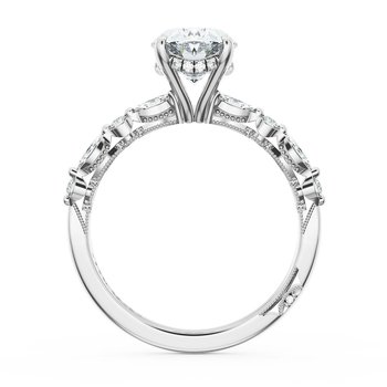 18K WHITE GOLDSCULPTED CRESCENT SHARED SINGLE PRONG ROUND AND MARQ DIAMOND SEMI MOUNTING 002-140-03060