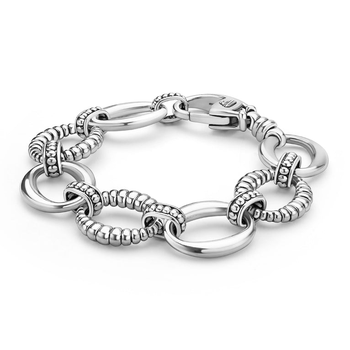 STERLING SILVER 19MM OVAL FLUTED LINK BRACELET 001-610-03510