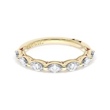 18K YELLOW GOLD DIAMOND MARQUISE HALF BAND SHARED PRONG WEDDING BAND 1/2 AROUND 001-110-15374