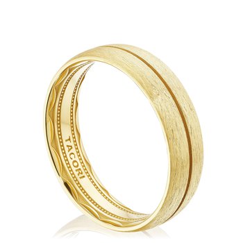 18K YELLOW GOLD CLASSIC STREAMLINE BRUSHED 6MM WEDDING BAND 002-405-10438