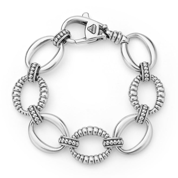 STERLING SILVER 19MM OVAL FLUTED LINK BRACELET 001-610-03510