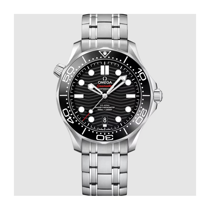 Omega STAINLESS STEEL SEAMASTER 300M 42MM WITH BLACK WAVE DIAL AND