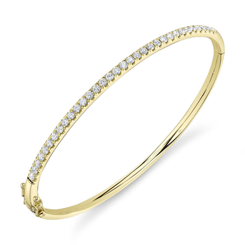 14K YELLOW GOLD SPLIT PRONG DIAMOND BANGLE BRACELET 001-170-03062