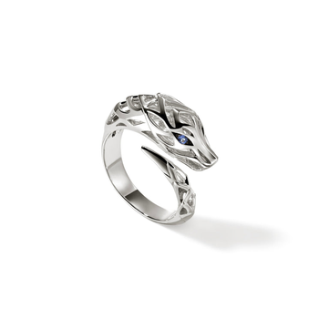 STERLING SILVER NAGA DRAGON BYPASS RING WITH SAPPHIRE EYES 001-620-01587