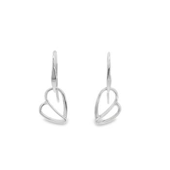 STERLING SILVER MEDIUM HEART DROP EARRINGS 001-645-02289