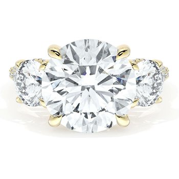 18KY FANCY 3 STONE PAVE DIAMOND SEMI MOUNT 002-140-03273