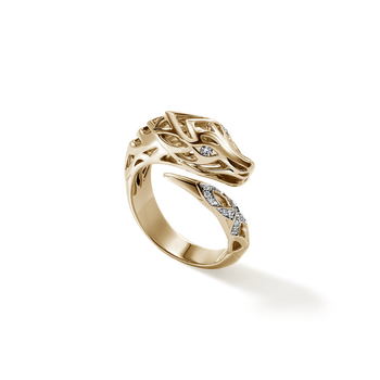 14K YELLOW GOLD DIAMOND PAVE NAGA DRAGON BYPASS RING 001-130-01514