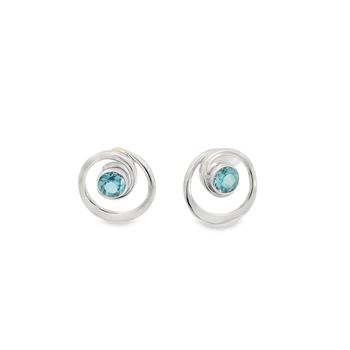 STERLING SILVER POSY BLUE TOPAZ SWIRL EARRINGS 006-645-02286