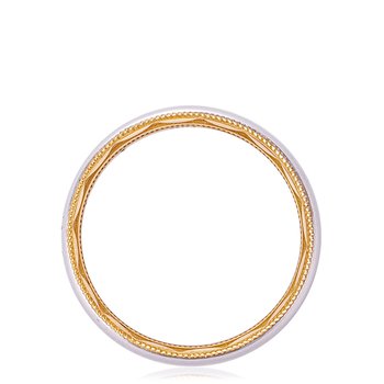 18K WHITE AND YELLOW GOLD MILLGRAIN EDGE HIGH POLISH 6MM WEDDING BAND 002-405-10436