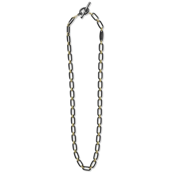 LAGOS 18K YELLOW GOLD SIGNATURE CAVIAR 12X6MM BLACK CERAMIC LINK