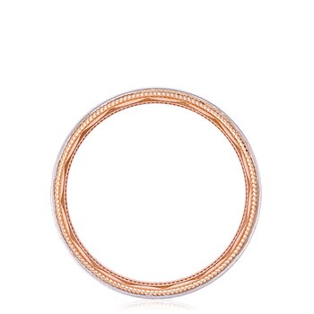 18K WHITE AND ROSE GOLD 7MM BRUSHED FLAT TOP AND MILLGRAIN WEDDING BAND 001-405-10446