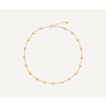 18K YELLOW GOLD ENGRAVED SIVIGLIA MEDIUM BEAN STATION NECKLACE 001-431-00539