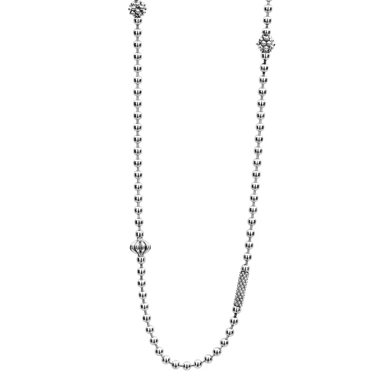 LAGOS STERLING SILVER CAVIAR BEADED NECKLACE WITH ADJUSTABLE CLASP