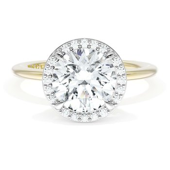 18K YELLOW GOLD AND PLATINUM ROUND BLOOM DIAMOND HALO SEMI MOUNT 002-140-03061