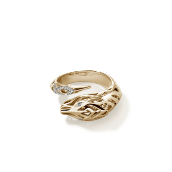 14K YELLOW GOLD DIAMOND PAVE NAGA DRAGON BYPASS RING 001-130-01514