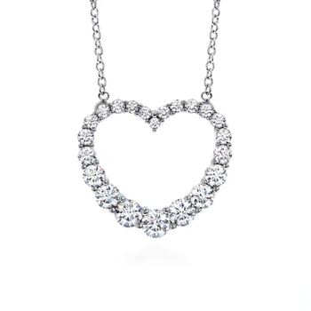 18KW WHIMSICAL GRADUATED DIA HEART PENDANT 006-165-09492