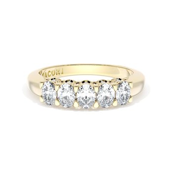 18K YELLOW GOLD CLASSIC CRESCENT ROYAL T OVAL DIAMOND WEDDING BAND 002-110-15394