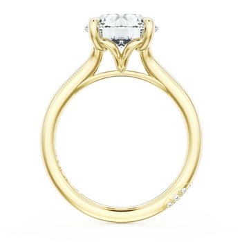 18K YELLOW GOLD SOLITAIRE MOUNTING WITH PAVE CRESCENT FOR ROUND CENTER 001-420-00643