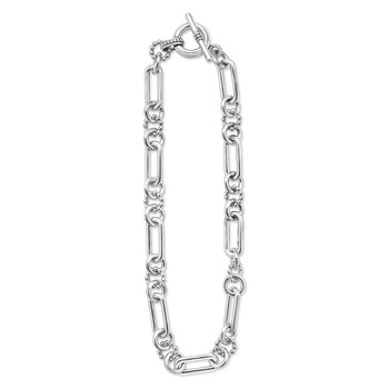 STERLING SILVER 15MM LARGE CAVIAR TOGGLE LINK NECKLACE 18'' 006-640-02495
