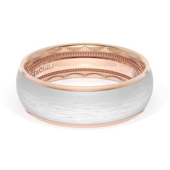 18K WHITE AND ROSE GOLD BRUSHED CENTER AND POLISHED SIDES 7MM WEDDING BAND 002-405-10428