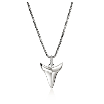 STELRING SILVER MODERN TALISMAN DIAMOND PAVE SHARK TOOTH PENDANT 001-640-02426