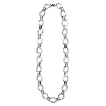 STERLING SILVER 15MM OVAL FLUTED LINK NECKLACE 006-640-02501
