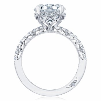 18K WHITE GOLD DANTELA FANCY MILIGRAIN DIAMOND HIDDEN HALO SEMI MOUNT 002-140-03574