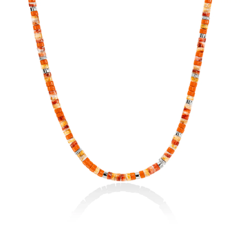 STERLING SILVER ORANGE AND RED HEISHI NECKLACE 22'' 001-640-02339