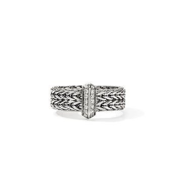 STERLING SILVER 6MM ICON LINK DIAMOND BAND 001-620-01548