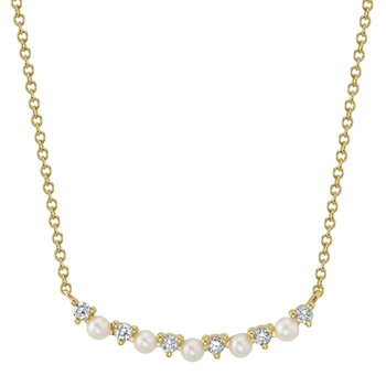 14K YELLOW GOLD PEARL AND DIAMOND LINE PENDANT 002-320-00822