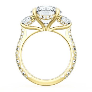 18KY FANCY 3 STONE PAVE DIAMOND SEMI MOUNT 002-140-03273