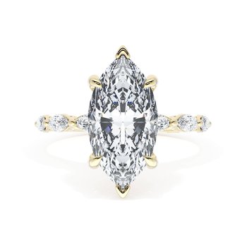 18K YELLOW GOLD MARQUISE DIAMOND SEMI MOUNTING WITH 6 PRONG UNDERHALO HEAD 001-140-03321
