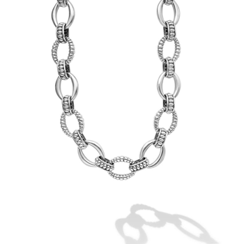 STERLING SILVER 15MM OVAL FLUTED LINK NECKLACE 006-640-02501